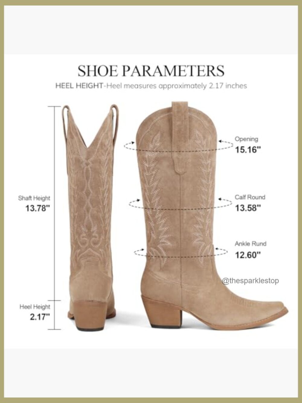 Embroidered Western Knee High Cowgirl Boots Pointed Toe Chunky Heel - Picture 4 of 7